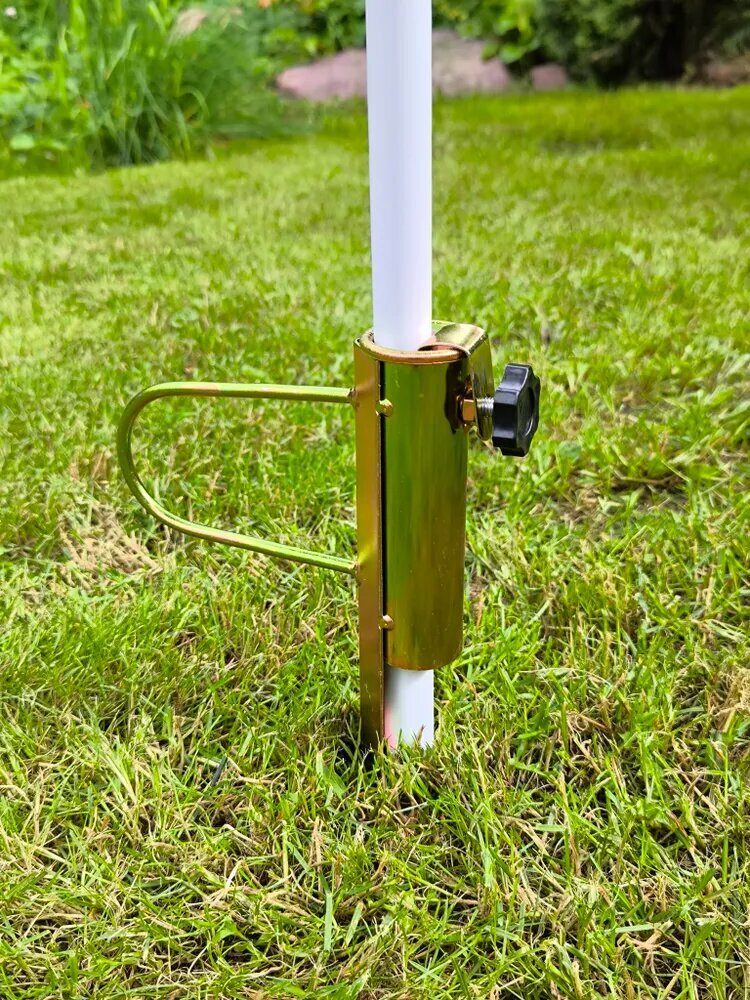 Штыковая подставка для пляжных зонтов нержавеющая сталь золотистый цвет