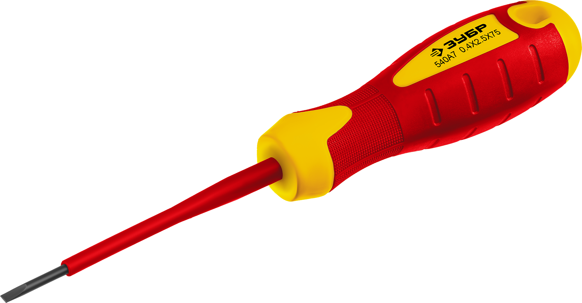 Диэлектрическая отвертка ЗУБР Профессионал Электрик SL2.5х75 мм (25261-2.5-075_z01)