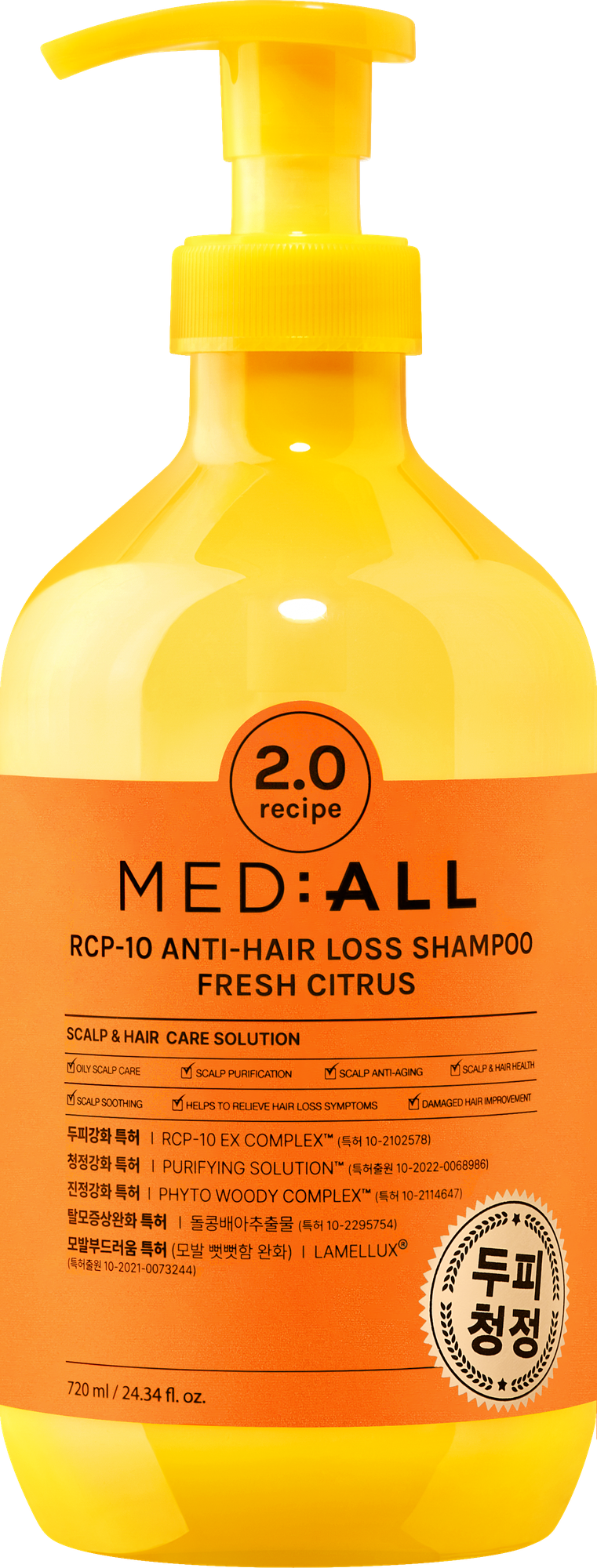 MED:ALL Шампунь RCP-10 для восстановления роста волос Свежий цитрус, 720 мл, 