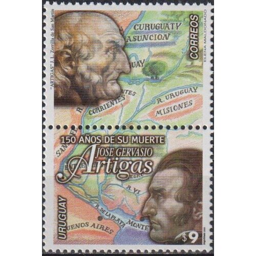 Почтовые марки Уругвай 2000г. 150 лет со дня смерти Хосе Гервасио Артигаса Карты, Политики MNH