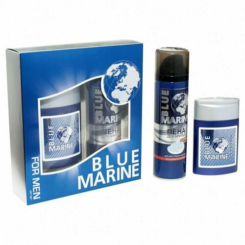 Festiva Набор для тела мужской, blue marine (бальзам после бритья 100мл +пена для бритья 200мл)