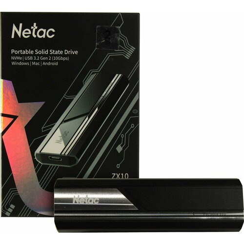 Внешний диск SSD Netac ZX10 NT01ZX10-001T-32BK, 1ТБ, черный