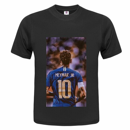 Футболка Детская футболка ONEQ 158 (13-14) размер с принтом Неймар, черная, размер 13-14, черный