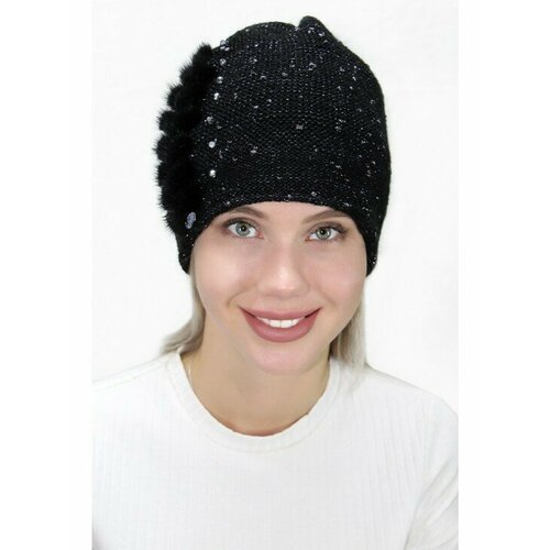 фото Шапка lemmex шапка "алвета", размер 57-58, черный