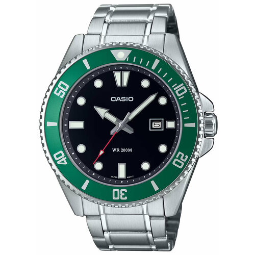 фото Наручные часы casio, серебряный, зеленый