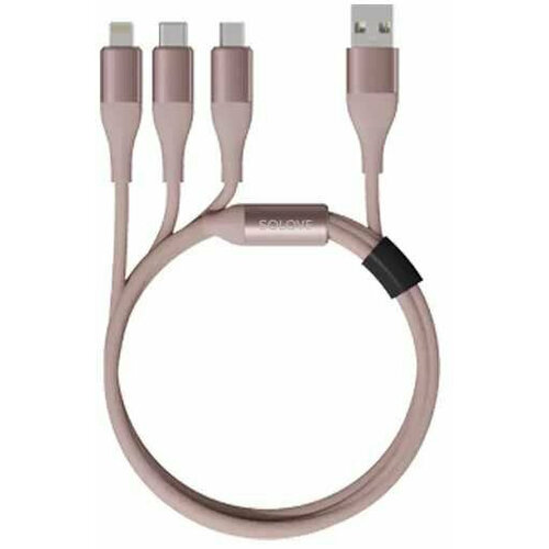 Кабель Solove 3 in 1 USB Lightning/Micro/Type-C 120 см DW2 (Pink)