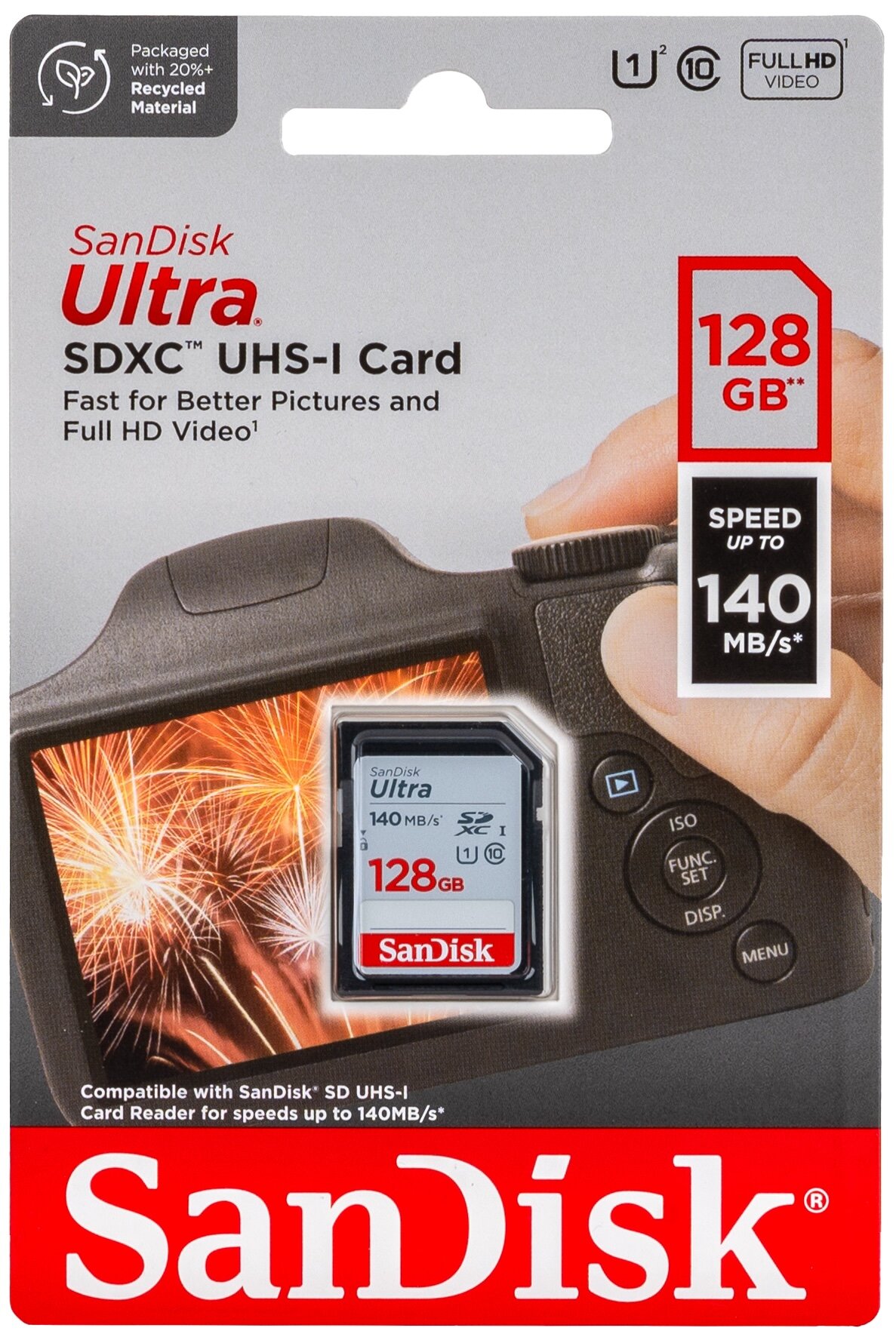 Карта памяти SanDisk SDXC 128ГБ Ultra Class 10 UHS-I U1 (140 Mb/s)