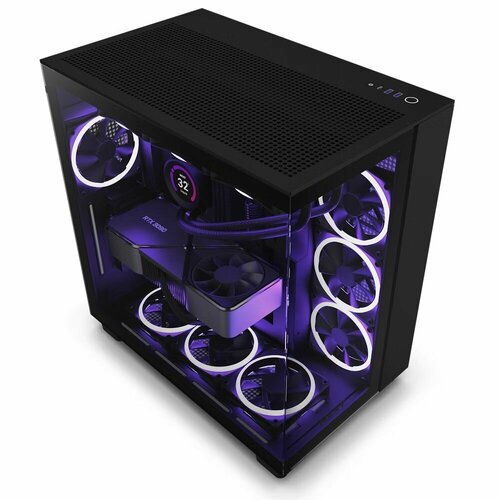 Двухкамерный компьютерный корпус NZXT H9 Flow (версия без кулеров), Черный