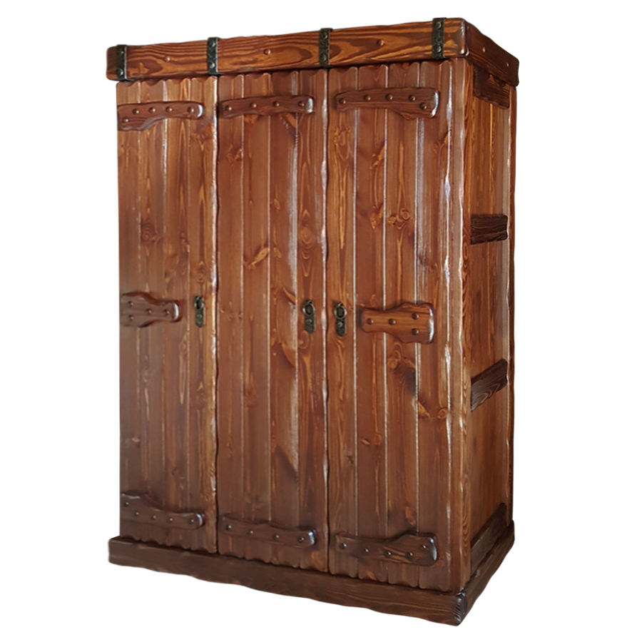 фото Шкаф деревянный платяной с элементами ковки ммк-древ "Добряк" (трехстворчатый) 150*60*Н200 старый орех