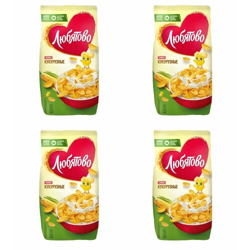 Любятово Хлопья кукурузные, 300 г, 4 уп