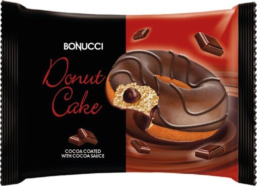 Пирожное "Donut Cake" бисквитное глазированное с начинкой "какао" "Bonucci" 40 грамм