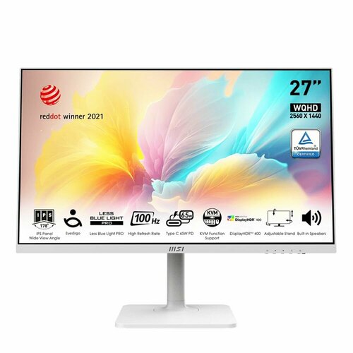 MSI Монитор MSI Modern MD272QXPW 27 White IPS 2560x1440 HDMIDPType C USB Hub 1 ms 178178 400 cdm 10001 100M1 100Hz MM Pivot 3PB1 2984000₽