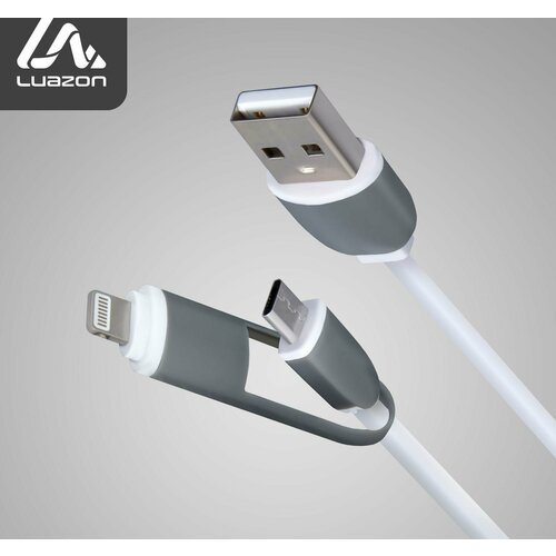 кабель 2 в 1 luazon microusb lightning usb 1 а 0 9 м плоский микс Кабель 2 в 1 LuazON, microUSB/Lightning - USB, 1 А, 0.9 м, плоский, микс