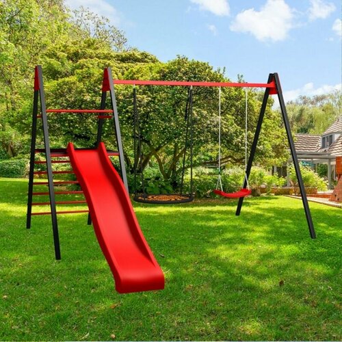 Уличные качели Sv Maxi рама качели-гнездоGrad качели пластиковые комплект горка Sv Sport Махi Длина3 м Щит баскетбольный Да Диаметр115 м 90800₽
