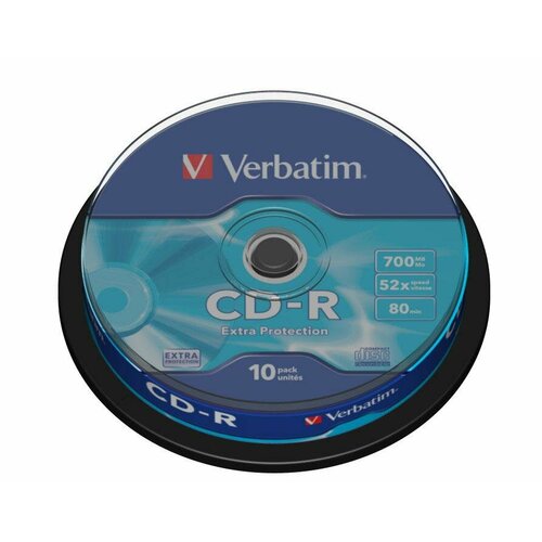 Носители информации CD-R, 52x, Verbatim Extra Protection, Cake/10, 43437