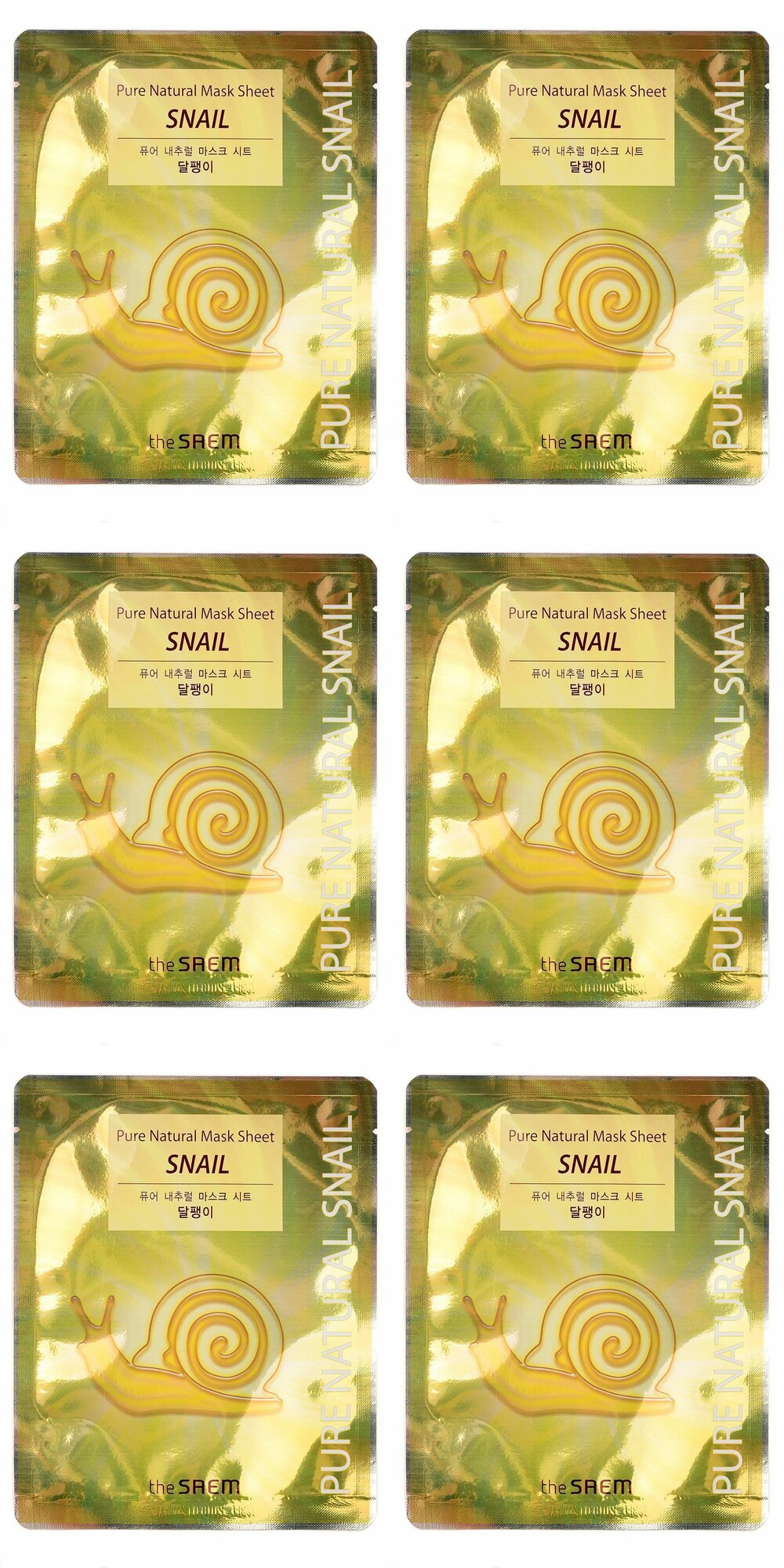 The Saem Маска на тканевой основе Pure Natural Mask Sheet, Snail, 20 мл, 6 шт.