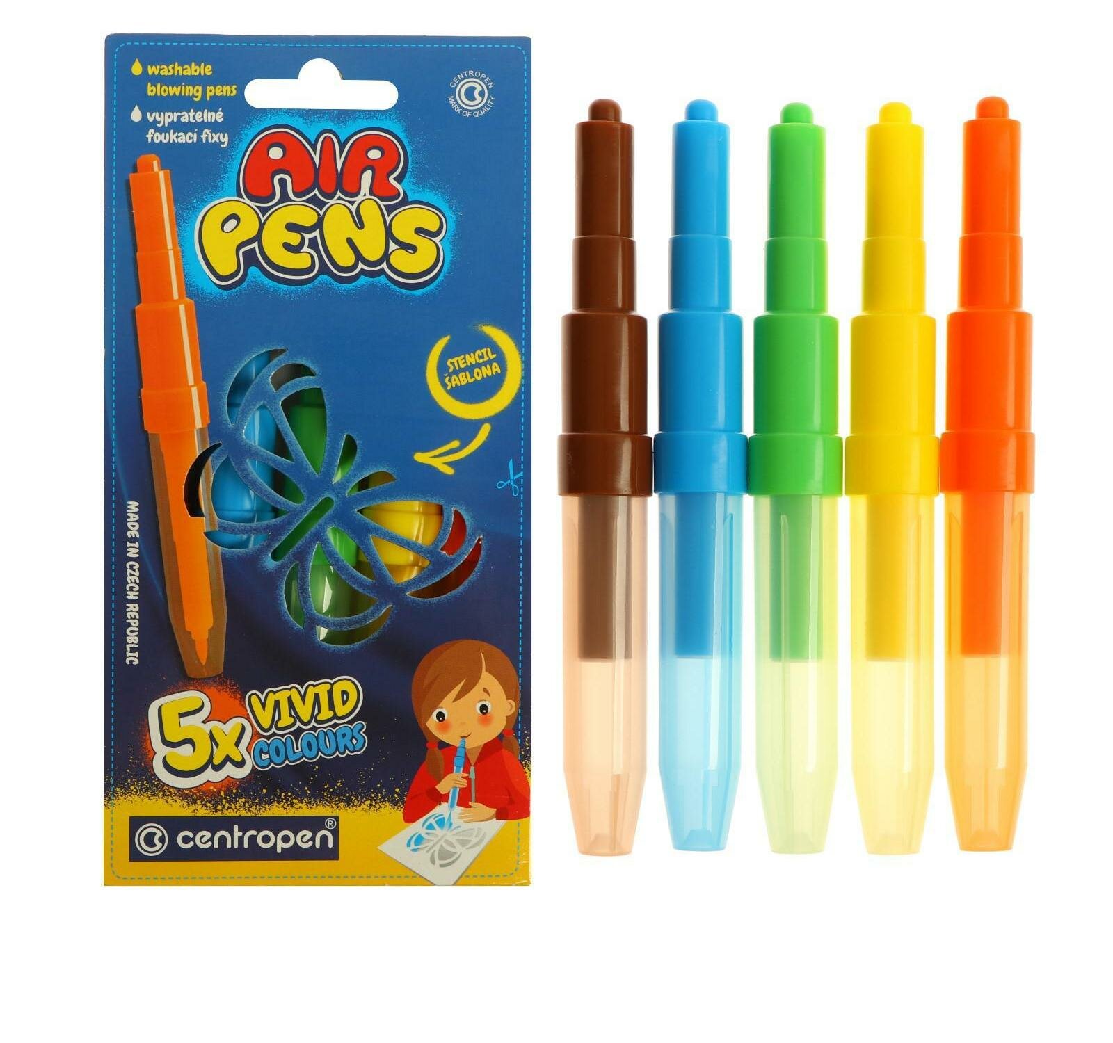 Фломастеры - блопены 5 цветов Centropen 1500/05 AirPens Vivid Colours