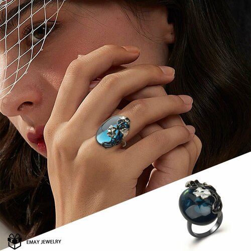 Кольцо Emay, шпинель синтетическая, размер 19, серебряный