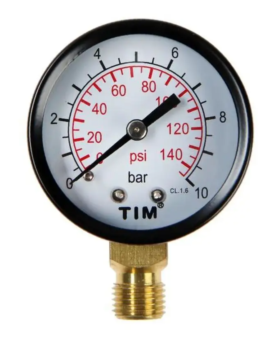 Манометр 10 бар радиальный 50мм 1/4 TIM (Y-50-10)