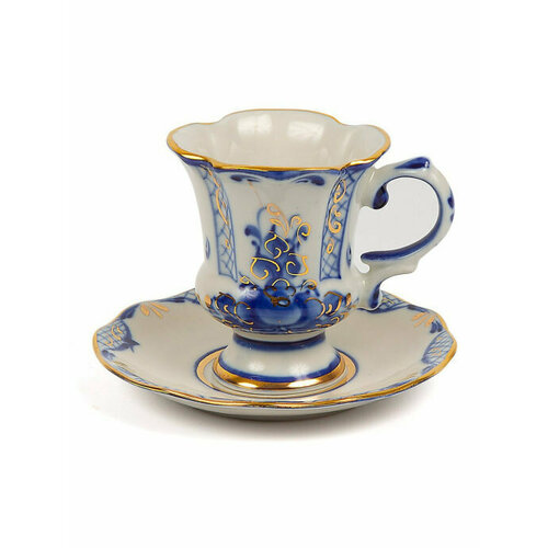 Кофейная пара Идиллия Гжель 50мл золото 2640₽