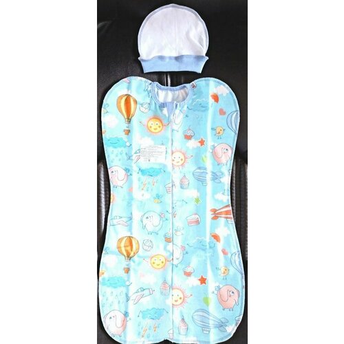 Набор 2 предметов (пеленка на молнии +шапочка ), фланел (воздушный шары) ST1431