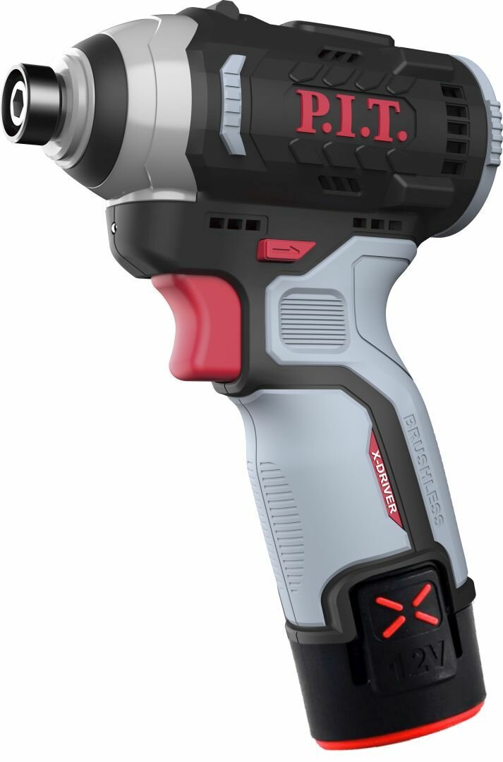 фото Винтоверт IMPACT аккум. бесщёточный P.I.T. PSD12K-120A/2 (12В, 120Нм, 3 ск, HEX 1/4", 2 акб, ЗУ)