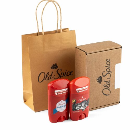 Подарочный набор для мужчин Old Spice. (WhiteWater  дезодорант-стик 50мл.+ Wolfthorn дезодорант-стик 50мл.) упакованы в крафтовую коробку+ подарочный пакет.