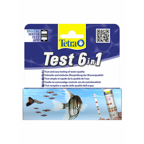 Тест полоски TetraTest 6 в 1 GH/KH/NO2/NO3/pH/Cl для пресной воды 25 шт, 1 упаковка
