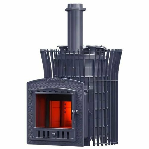 Чугунная дровяная печь для бани Авангард ЗК 30 П2 Ураган в сетке Тюльпан 195000₽