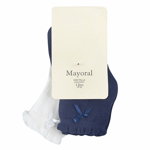 Носки Mayoral 2 пары, размер 12 месяцев, синий, белый
