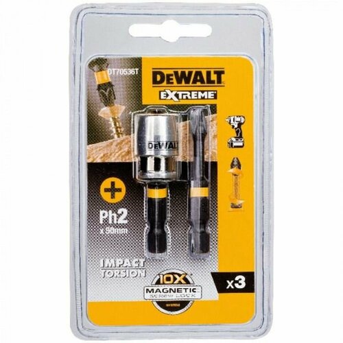 Биты DeWalt PH2 с магнитным держателем 50мм DT70536T-QZ impact screwdriver impact driver multi function screwdriver impact head rust screw cross percussion impact set