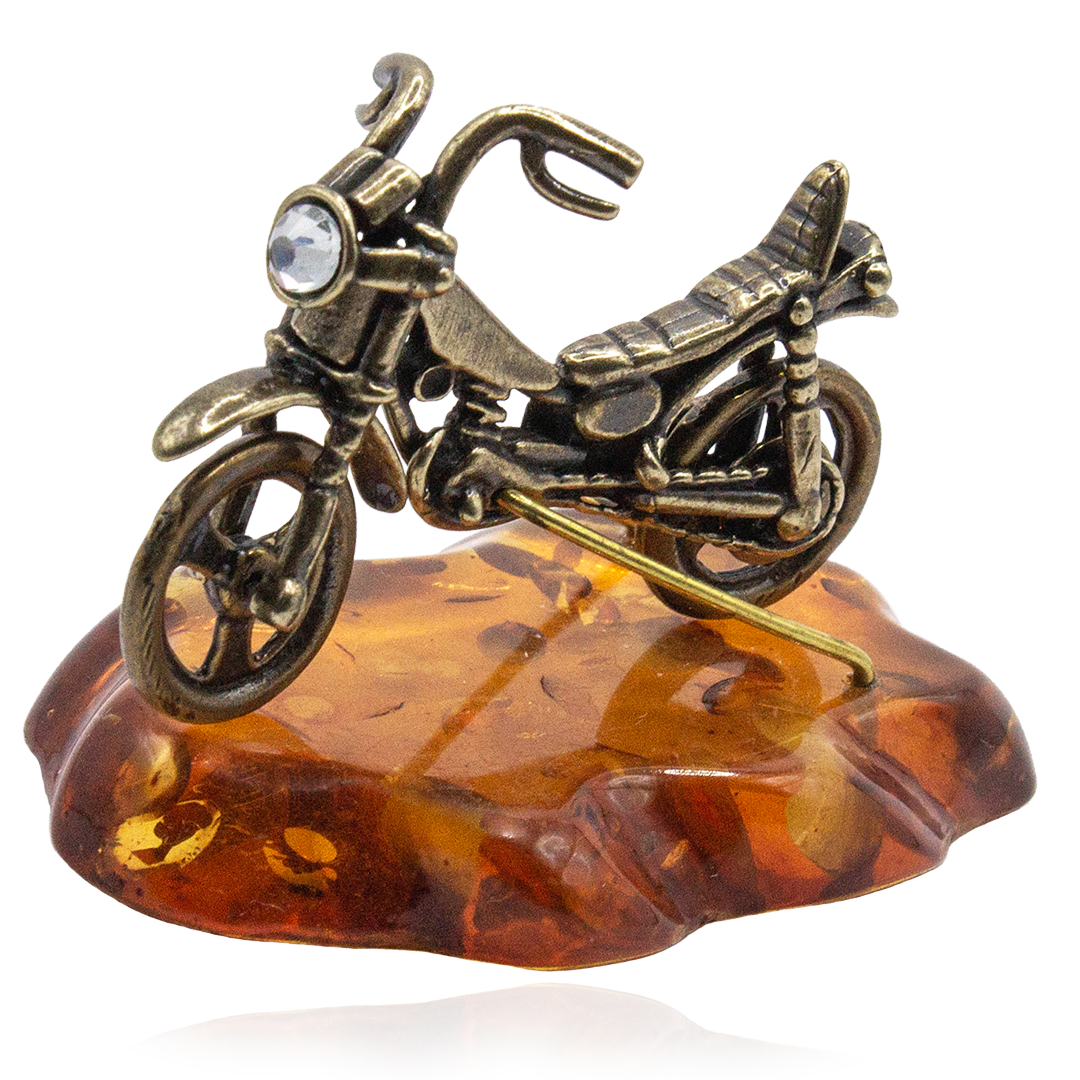 Сувенирная фигурка мотоцикл большой на янтаре