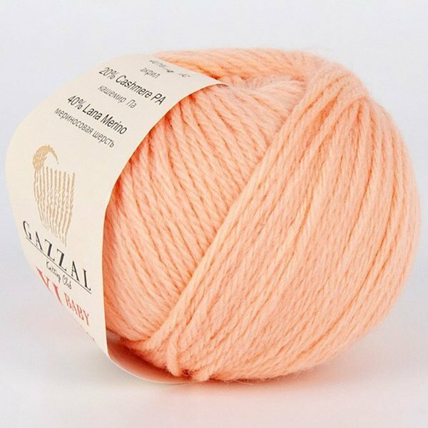 Пряжа Gazzal BABY WOOL XL 834 персик (10 мотков)