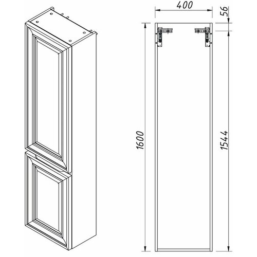 Пенал подвесной белый матовый L Caprigo Ponza-A 13550L-B231 81170₽