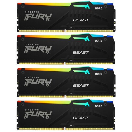 Память DDR5 4x32GB 5600MHz Kingston KF556C40BBAK4-128 Fury Beast Black RGB RTL Gaming PC5-44800 CL40 DIMM 288-pin 125В dual rank с радиатором Ret 5013800₽