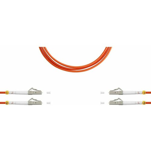 Шнур оптический ШОС-2x3,0-2LC/U-2LC/ U-MM50-3м-LSZH-OR duplex (ШОС), LC/UPC - LC/UPC, MM50, 3.0мм, LSZH, 3м