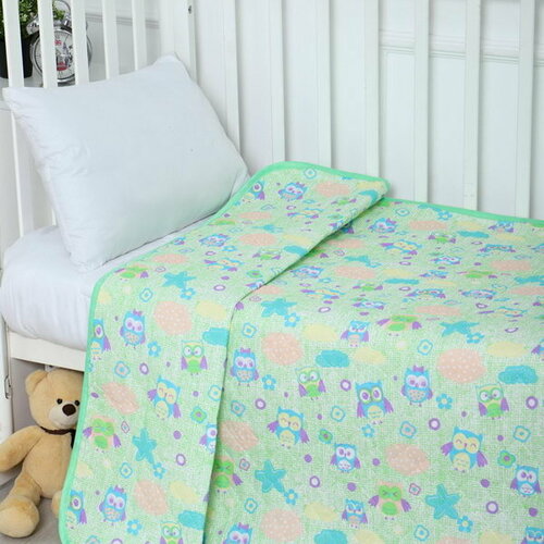 Покрывало Совушки 110х140см фисташка бязь 120гм хл 100 1151₽