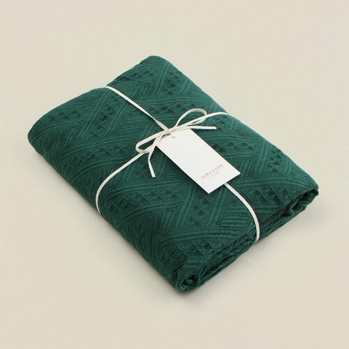 Плед жаккард SL Home Warm, 130х180 см, цвет изумрудный, 80%хлопок, 20% полиэстер