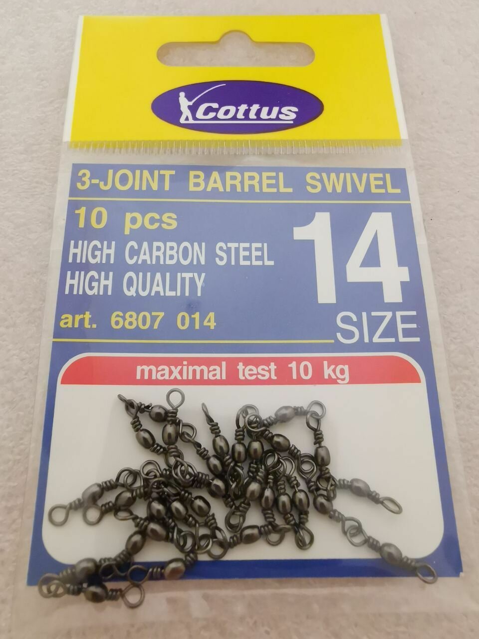 Цепочка из трех карабинов COTTUS 3-Joint Barrel Swivel #14 (10шт,10кг)