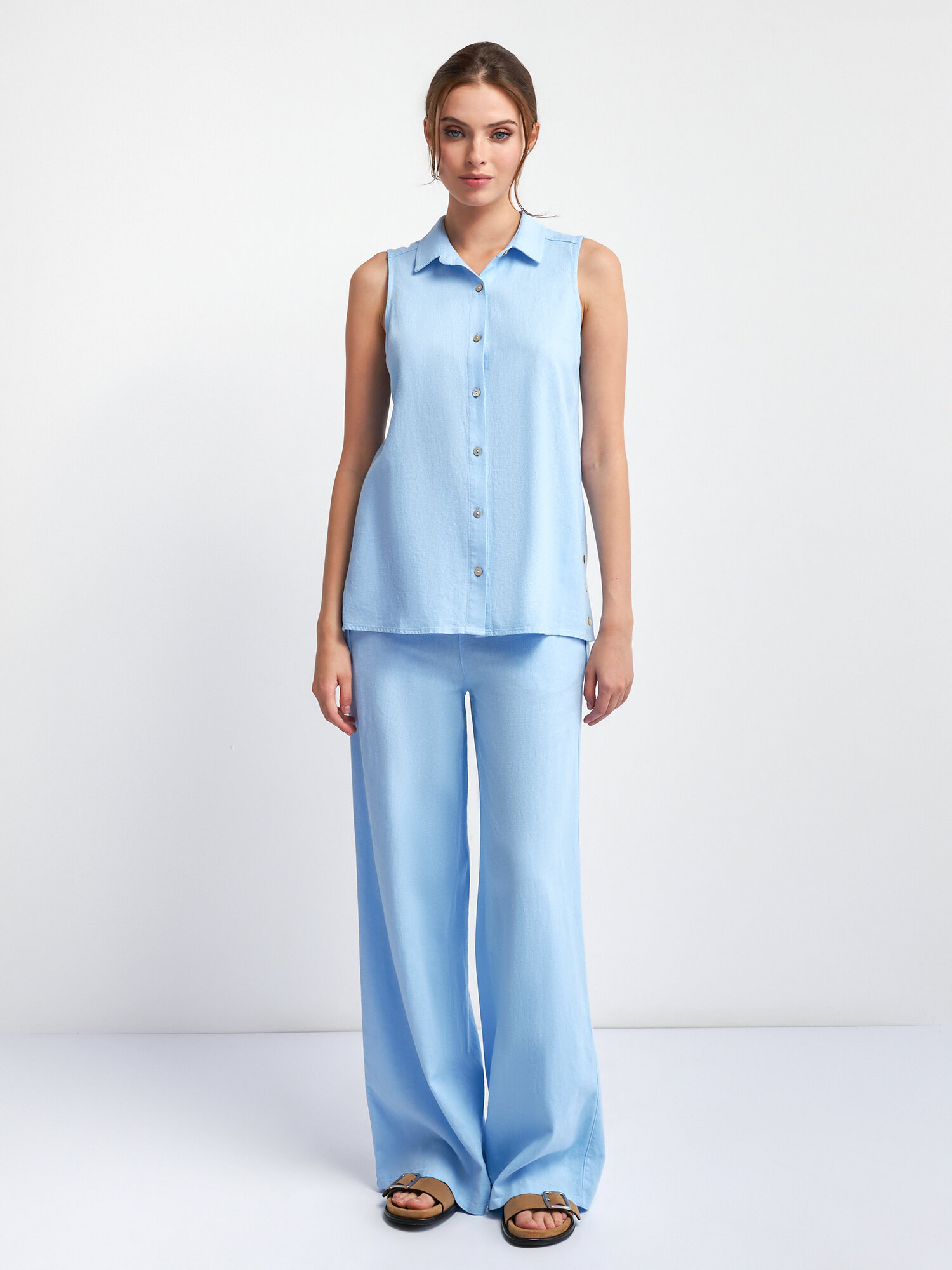 Брюки палаццо Vittoria Vicci, размер M, небесно-голубой — фото 1