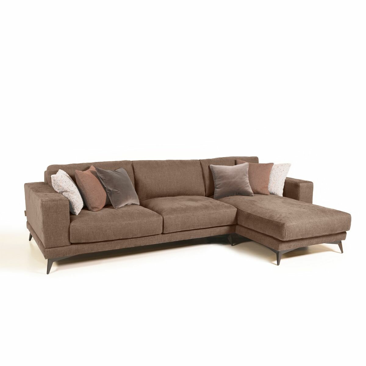 фото Диван Бергамо правый с оттоманкой в премиальном велюре 2,5м/09