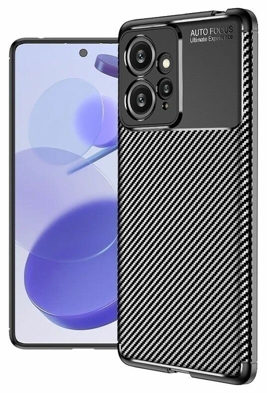 Чехол на Xiaomi Redmi Note 12 силиконовый под карбон чёрный