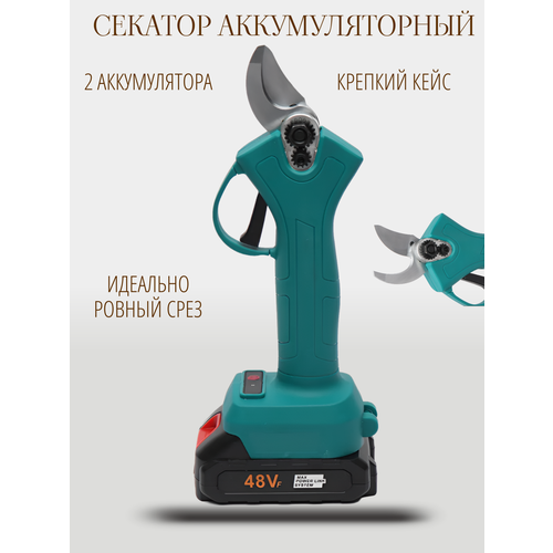 Секатор сучкорез аккумуляторный с электроприводом в кейсе, в комплекте 2 аккумулятора