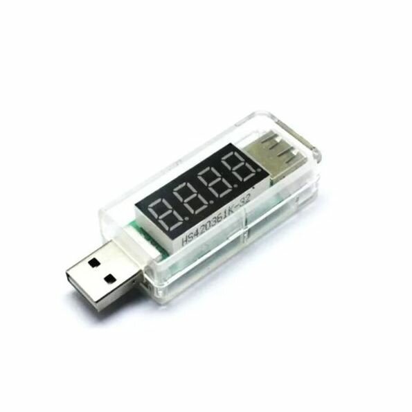 фото USB вольтметр + амперметр (прозрачный, прямой)