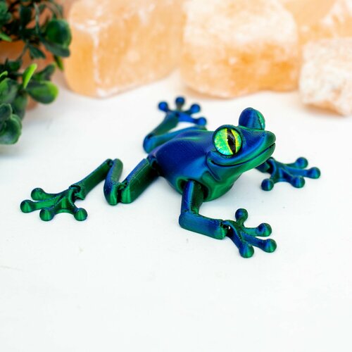 Подвижная лягушка антистресс с живыми глазами шелковая