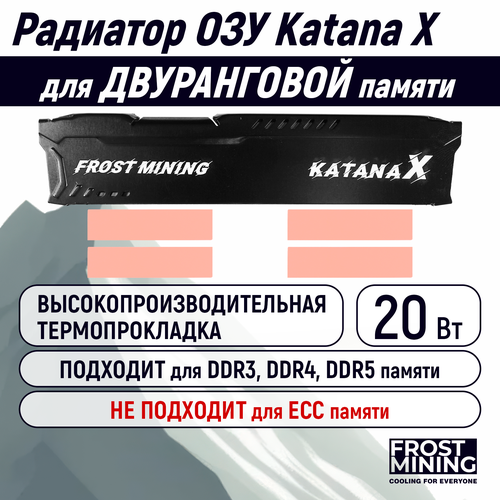 Радиатор ОЗУ FrostMining для двуранговой памяти 4 термопрокладки 20ВтмК 40101мм 748₽