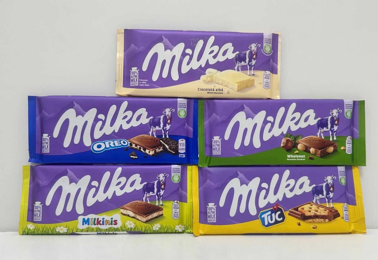 Набор шоколадных плиток Milka, 5 штук по 100 г