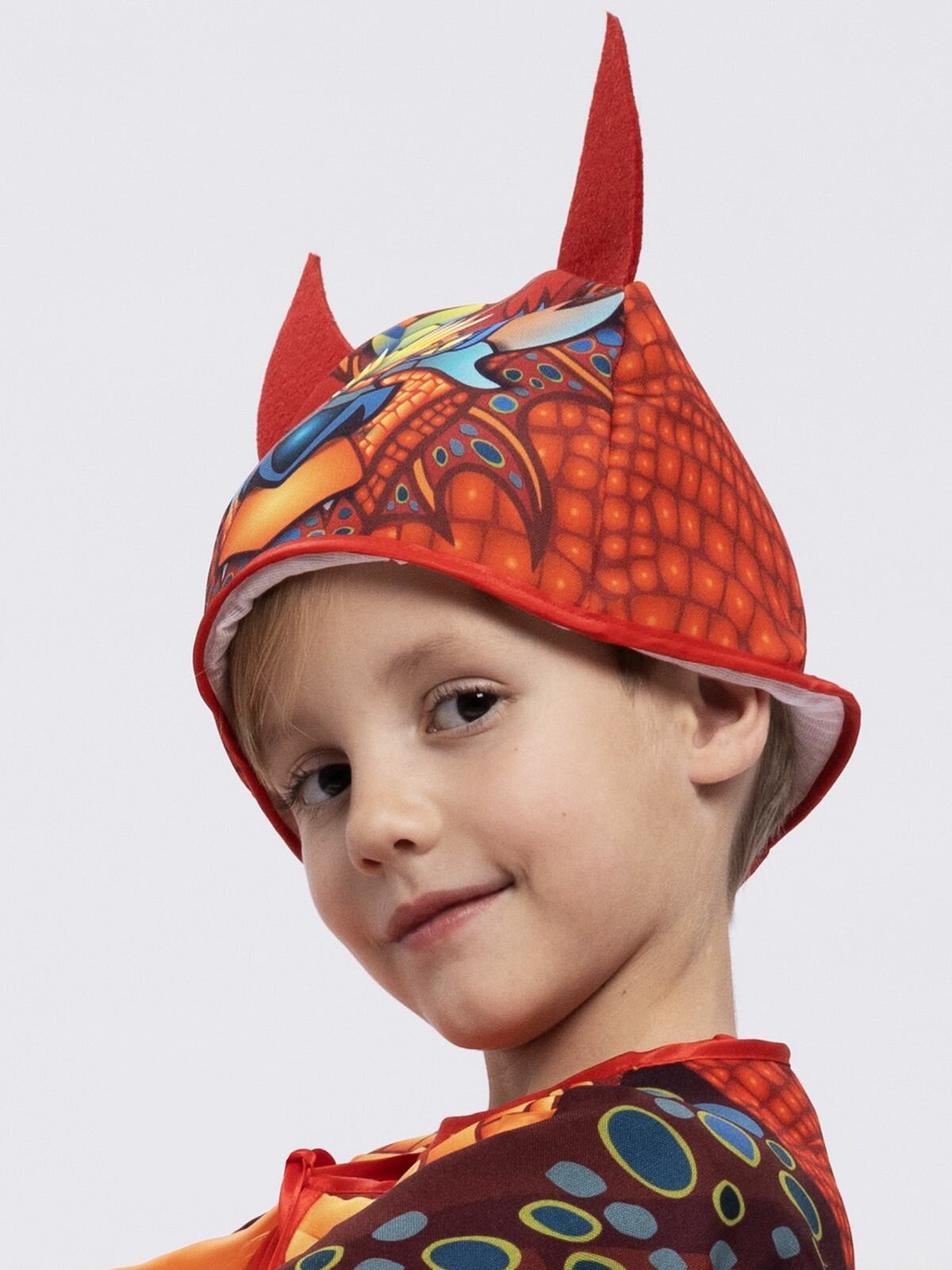Детская карнавальная шапочка Красный Дракон (размер 104-134) — фото 1
