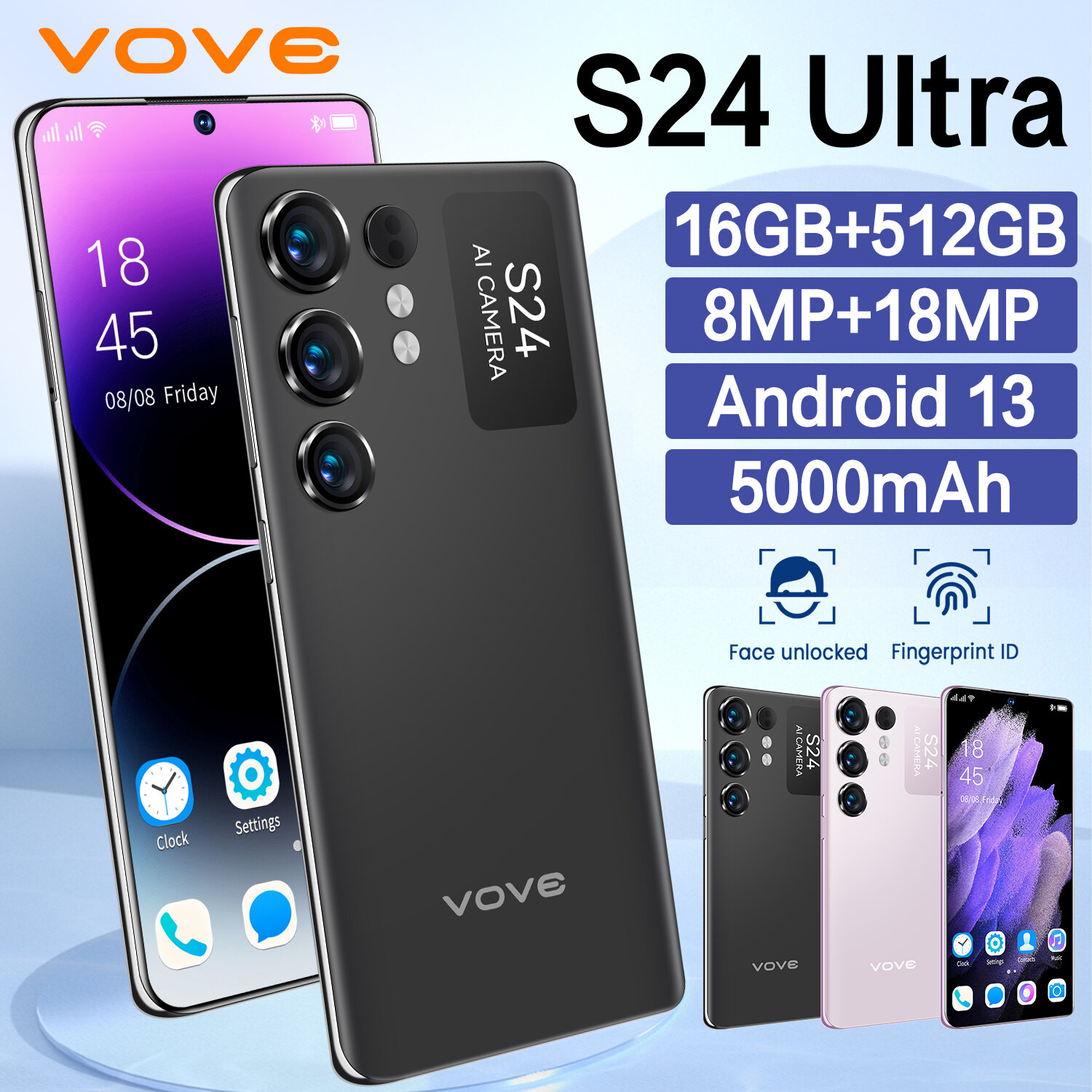 Смартфон, Android 13, 16ГБ+512ГБ, 3.36 ГГц, камера 8+18 Мп, 2 SIM