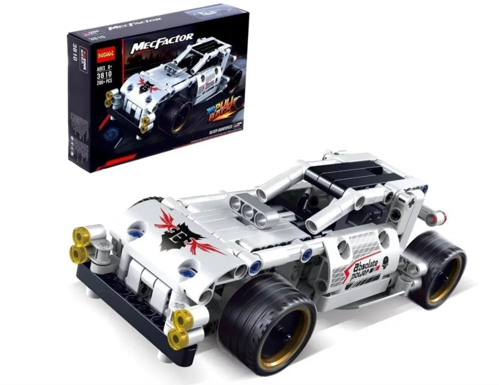 Конструктор Машина Jisi bricks MecFactor Белый гоночный автомобиль - 208 деталей